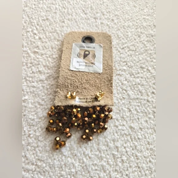 Anthropologie, Waterfall Beaded Drop Earrings, Taupe Brown -NWT!! - Picture 5 of 9